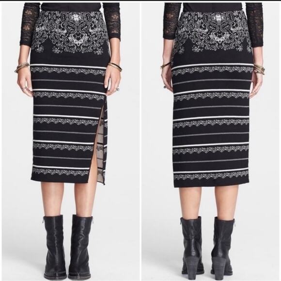 Free people irreplaceable black&white pencil skirt size S - Picture 3 of 11